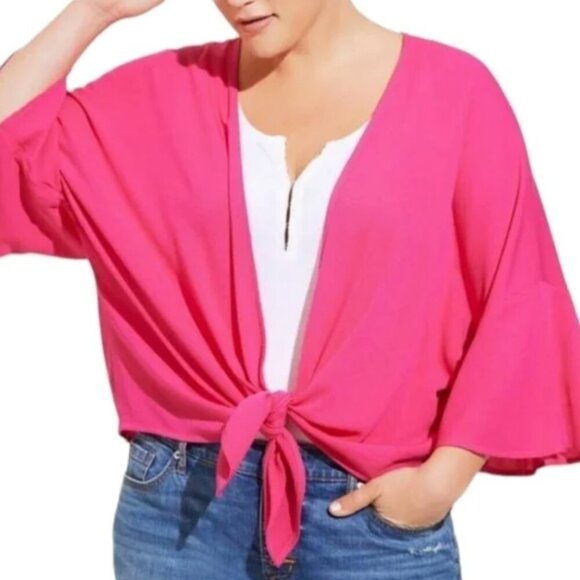 torrid Tops - Torrid Gauze Tie Front Crop Kimono I Size: (0=12)